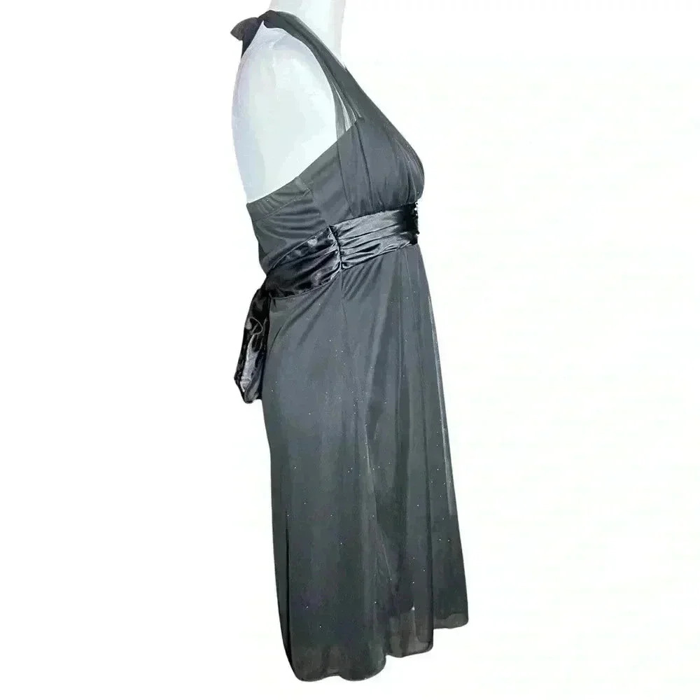 Vintage Y2K Black Halter Hoco Cocktail Dress. Whimsigoth Fairy Sparkle. Small. - Picture 5 of 8